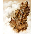 Gratte-ciel, de l'artiste Félix Girard, sur papier Epson « Enhanced Matte, impression avec de l’encre à pigment – qualité archive (ultra chrome), dimension : 14 x 11 pouces de largeur, affiche prête à être encadrée