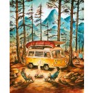 Les campeurs, de l'artiste Félix Girard, sur papier Epson « Enhanced Matte, impression avec de l’encre à pigment – qualité archive (ultra chrome), dimension : 18 x 14 pouces de largeur, affiche prête à être encadrée