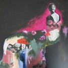 Lettre d'amour à moi-même, de l'artiste Stéphanie Viens, Technique : Acrylique et collage sur toile, Création unique, Format de l'oeuvre : 20 x 20 pouces de largeur
