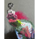 Lettre d'amour à moi-même, no 2, de l'artiste Stéphanie Viens, Technique : Acrylique et collage sur toile, Création unique, Format de l'oeuvre : 14 x 11 pouces de largeur
