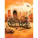 Carte de souhaits 7x5, Le wagon, de l'artiste Félix Girard, dimension : 7 x 5 pouces largeur, sans texte, avec enveloppe, Vous pouvez inscrire votre message à l'intérieur, Carte vendue à l'unité