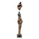 Loufoque, de l'artiste Christianne Hamel, Sculpture, matière : Érable - Métal - Verre - Résine, Technique : Taille directe, Création unique, dimension : 25 x 163 x 25 cm
