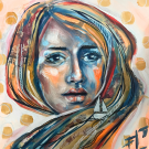 Comme un déluge, de l'artiste Florence Lemay, Tableau, Acrylique sur bois, Création unique, dimension : 12 x 12 po de largeur