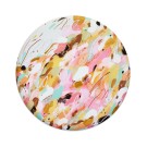 Lune de miel, Série ''Au coeur du temps'', de l'artiste Zoé Boivin, Tableau, Médiums mixtes sur toile, Création unique, dimension Rond 20 pouces