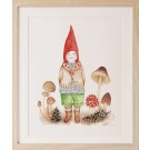 Affiche, -- Lutin enchanteur --, de l'artiste Katrinn Pelletier, Illustration, aquarelle, crayons de couleur, ..., dimension : 16 x 12 de largeur