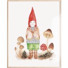 Affiche, -- Lutin enchanteur --, de l'artiste Katrinn Pelletier, Illustration, aquarelle, crayons de couleur, ..., dimension : 16 x 12 de largeur