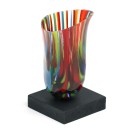 Harlequin, de l'artiste Lucie Martineau (Enora), Sculpture, Verre et bois, Création unique, dimension : 2.25 x 2.25 x 4 po