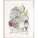 Affiche, -- Montagne de laine --, de l'artiste Katrinn Pelletier, Illustration, aquarelle, crayons de couleur, ..., dimension : 16 x 12 de largeur