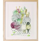 Affiche, -- Montagne de laine --, de l'artiste Katrinn Pelletier, Illustration, aquarelle, crayons de couleur, ..., dimension : 16 x 12 de largeur