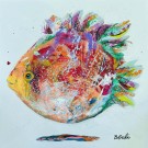 Nager dans le bonheur (t.encadré), de l'artiste Brigitte Galipeau - BGALI, Tableau, Techniques mixtes sur toile, Dimension : 16 x 16 pouces