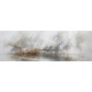 Horizon II, #0209, de l'artiste Yan Laboissonnière, Techniques mixtes sur bois, Création unique, Format de l'oeuvre : 20 x 60 pouces de largeur