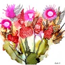 Nous sommes (t.encadré), de l'artiste Nancy Létourneau, Tableau, Médium encre à l'alcool, Marouflé sur bois, dimension 12 x 12 pouces de largeur, 