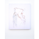 Nude I, de l'artiste Marie-Pierre Lortie, Oeuvre Encre, fil à broder sur soie, Création unique, dimension 24 x 20 pouces de largeur