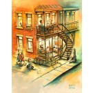 Nuit d'été en ville, de l'artiste Félix Girard, sur papier Epson « Enhanced Matte, impression avec de l’encre à pigment – qualité archive (ultra chrome), dimension : 10 x 8 pouces de largeur, affiche prête à être encadrée