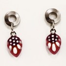 Boucles d'oreille, Pendantes avec rond, no 22, de l'artiste Azurine, Peintes à la main, Tiges en acier inoxydable, Matière première : verre, cuisson au four