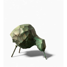 Petit oiseau de rivage, no 37, de l'artiste Bernard Hamel, Sculpture, Hydrostone, pattes d'acier, Création unique, dimension : 3.5 x 3.5 x 2.5 po