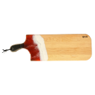 Planche à découper, moyenne, no 30, Rouge brique / noir et blanc, de l'artiste Julie Marcotte, Matériaux, Érable, résine alimentaire et huile de pépin de raisin, dimension : 3/4 x 8 x 24 pouces