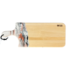 Planche à découper, petite, no 39, Blanc / rose et noir, de l'artiste Julie Marcotte, Matériaux, Érable, résine alimentaire et huile de pépin de raisin, dimension : 3/4 x 7 x 18 pouces