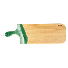 Planche à découper, moyenne, no 51, Vert / Blanc, de l'artiste Julie Marcotte, Matériaux, Érable, résine alimentaire et huile de pépin de raisin, dimension : 3/4 x 8 x 24 pouces