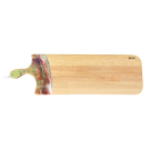Planche de service, no 54, Vert / Rouge / Violet / Blanc, de l'artiste Julie Marcotte, Matériaux, Érable, résine alimentaire et huile de pépin de raisin, dimension : 3/4 x 9 x 30 po