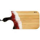 Planche à découper, large, no 61, Noir / Rouge / Blanc, de l'artiste Julie Marcotte, Matériaux, Érable, résine alimentaire et huile de pépin de raisin, dimension : 3/4 x 10 x 20 pouces