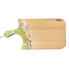 Planche à découper, large, no 62, Vert lime / Blanc / Orange, de l'artiste Julie Marcotte, Matériaux, Érable, résine alimentaire et huile de pépin de raisin, dimension : 3/4 x 10 x 20 pouces