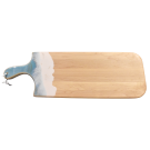 Planche à découper, moyenne, no 7, Bleu ciel et blanc, de l'artiste Julie Marcotte, Matériaux, Érable, résine alimentaire et huile de pépin de raisin, dimension : 3/4 x 8 x 24 pouces