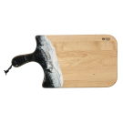 Planche à découper, large, no 60, Noir / Blanc / Gris, de l'artiste Julie Marcotte, Matériaux, Érable, résine alimentaire et huile de pépin de raisin, dimension : 3/4 x 10 x 20 pouces