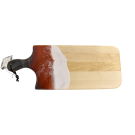 Planche à découper, petite, no 22, Rouge brique / noir et blanc, de l'artiste Julie Marcotte, Matériaux, Érable, résine alimentaire et huile de pépin de raisin, dimension : 3/4 x 7 x 18 pouces