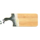 Planche à découper, vert forêt et blanc, de l'artiste Julie Marcotte, Matériaux, Érable, résine alimentaire et huile de pépin de raisin, dimension : 3/4 x 7 x 18 pouces
