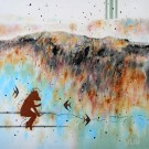 Prière de ne pas déranger, de l'artiste Sophie Ouellet, Tableau, mixtes sur canevas galerie, Création unique, dimension : 24 x 24 po de largeur 