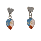 Boucles d'oreille, Puce tombante avec goutte, no 84, de l'artiste Azurine, Peintes à la main, Tiges en acier inoxydable, Matière première : verre, cuisson au four