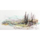 Rendez-vous au soleil couchant, de l'artiste Anne-Marie Villeneuve, Tableau, Mixtes sur toile galerie, Création unique, dimension : 18 x 36 po de largeur