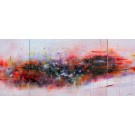 Rester en mouvement (triptyque), de l'artiste Sophie Ouellet, Tableau, acrylique sur toile, Création unique, dimension totale : 30 x 70 po de largeur