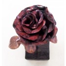 Rose no 9, de l'artiste Denis Lebel, Sculpture, Cuivre, base en bois, Création unique