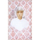 Rose, no 4, de l'artiste Marie-Pierre Lortie, Oeuvre techniques mixtes sur soie avec teinture naturelle, Création unique,dimension 25 x 15 pouces de largeur