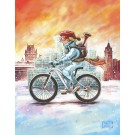 Salut bonhomme, de l'artiste Félix Girard, sur papier Epson « Enhanced Matte, impression avec de l’encre à pigment – qualité archive (ultra chrome), dimension : 10 x 8 pouces de largeur, affiche prête à être encadrée