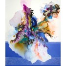 S'ancrer à soi-même, de l'artiste Nancy Létourneau, Encre à l'alcool et acrylique sur papier Terraskin marouflé sur panneau de bois galerie, dimension 48 x 40 po de largeur, vue 1