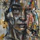 Sans titre no 6, de l'artiste Florence Lemay, Tableau, Acrylique sur toile, Création unique, dimension : 12 x 12 po de largeur