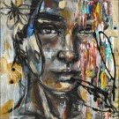 Sans titre no 6, de l'artiste Florence Lemay, Tableau, Acrylique sur toile, Création unique, dimension : 12 x 12 po de largeur