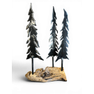 Sapins, o-47, de l'artiste Danny Perkins, Sculpture, acier et bois, Dimension : 13.25 x 2 x 7.75 po