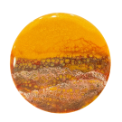 Sous-verre, JAUNE et OR, de l'artiste Julie Marcotte, Matériaux, Bouleau, résine alimentaire, dimension : rond, diamètre 10 cm ou 3.9 po, diamètre