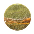 Sous-verre, VERT et OR, de l'artiste Julie Marcotte, Matériaux, Bouleau, résine alimentaire, dimension : rond, diamètre 10 cm ou 3.9 po, diamètre