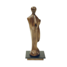 Stigmates, de l'artiste Christianne Hamel, Sculpture, matière : Merisier - Métal, Technique : Taille directe, Création unique, dimension : 15 x 40 x 15 cm