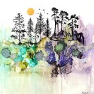 T'inquiète pas, ils reviendront, de l'artiste Nancy Létourneau, Oeuvre sur papier Yupo, médium encre à l'alcool, marouflé sur panneau de bois galerie, dimension 24 x 24 pouces de largeur, 