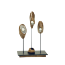 Triade, de l'artiste Christianne Hamel, Sculpture, matière : Merisier - Métal - Coquilles d'oeuf, Technique : Taille directe, Création unique, dimension : 25 x 38 x 15 cm