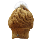 Tuque béret, no 41, de l'artiste Irèna Geerts, Création québécoise faite à la main. Modèle garni d'un pompon de fourrure recyclée et de laine alpaga à 100 %.