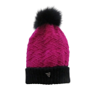 Tuque Dawson, no 30, de l'artiste Irèna Geerts, Création québécoise faite à la main. Modèle garni d'un pompon de fourrure recyclée et de laine alpaga à 100 %.