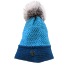 Tuque tissée, no 11, de l'artiste Irèna Geerts, Création québécoise faite à la main. Modèle garni d'un pompon de fourrure recyclée et de laine alpaga à 100 % %