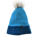 Tuque tissée, no 12, de l'artiste Irèna Geerts, Création québécoise faite à la main. Modèle garni d'un pompon de fourrure recyclée et de laine alpaga à 100 % %
